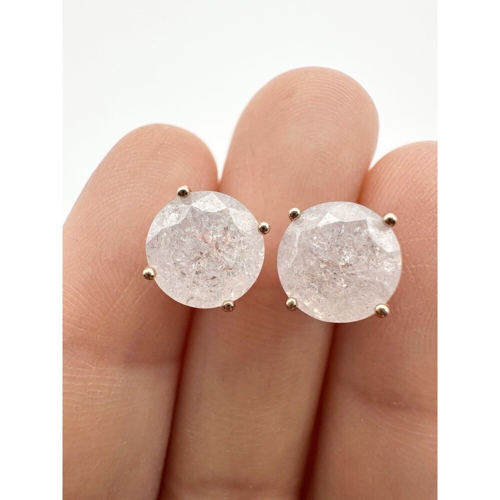 Rose Gold Over Sterling Silver Stud Earrings 8mm Stone